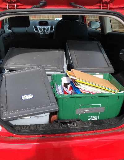 Car boot full of boxes