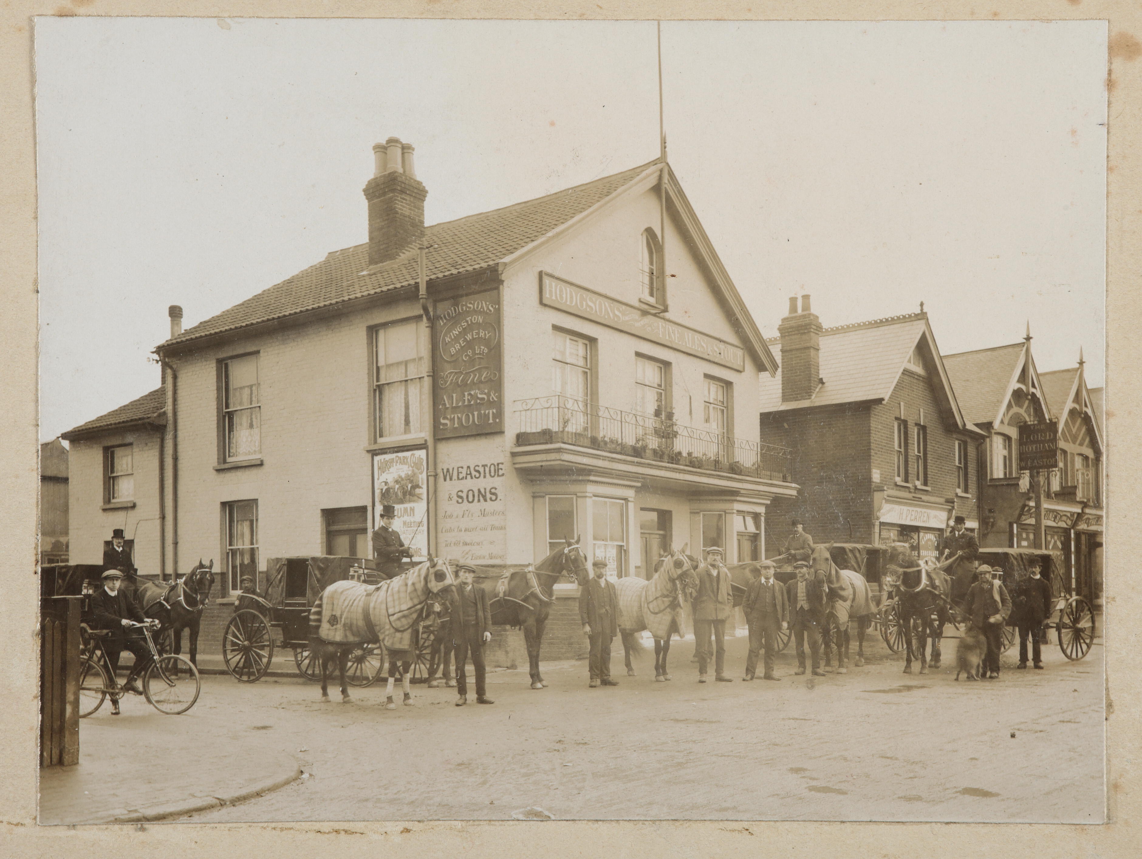 Photo of advert for Hurst Park meeting at Lord Hotham pub, 1910.