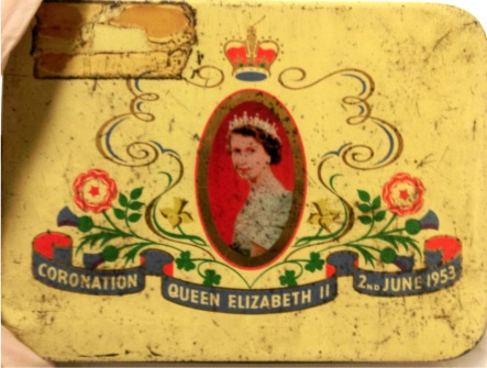 Cadbury Bournville selection chocolate box tin, issued to commemorate the coronation of Queen Elizabeth II on 2nd June 1953.